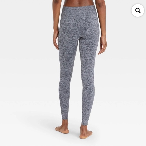 Colsie Women's Ribbed Leggings Gray Cotton Stretch Pull-On Mid-Rise Ankle  Large - Picture 7 of 10